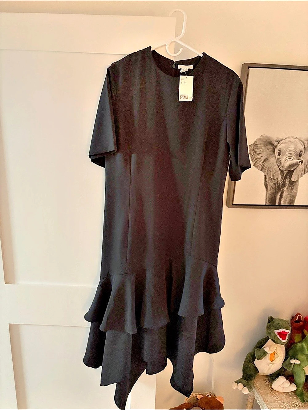 ZARA Black Ruffle Maxi Dress Size Large NWT